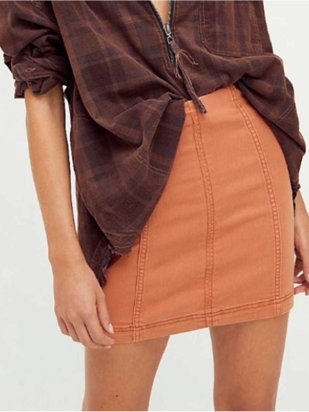 Free People Rust Orange High-Rise Mini Skirt